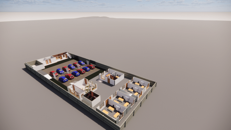 Office and Residential Complex with Parking Shed